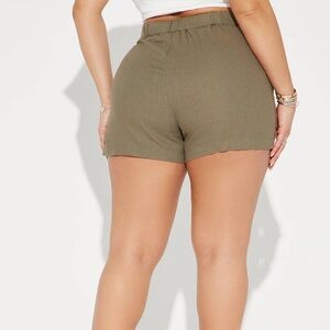 Katie linen trousers short - Olive